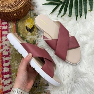 Cole Haan Pink Criss Cross Faux Leather Slip On Slide Zerogrand Sandal 10